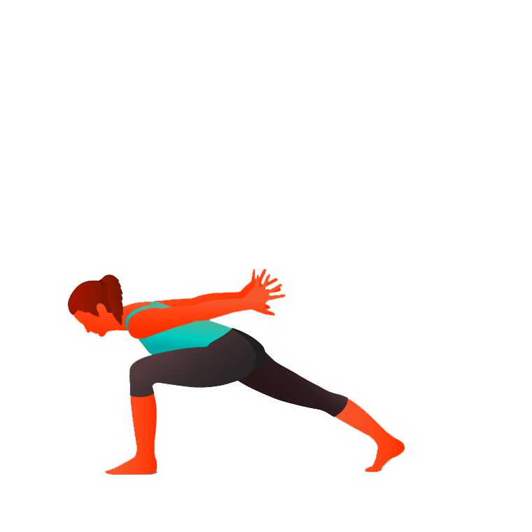 Crescent Lunge Halfway Fold with Airplane Arms